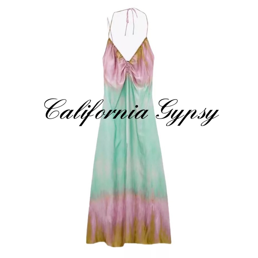 LAST ONE Ombré Tie Dye Chiffon Midi Dress - Picture 12 of 16
